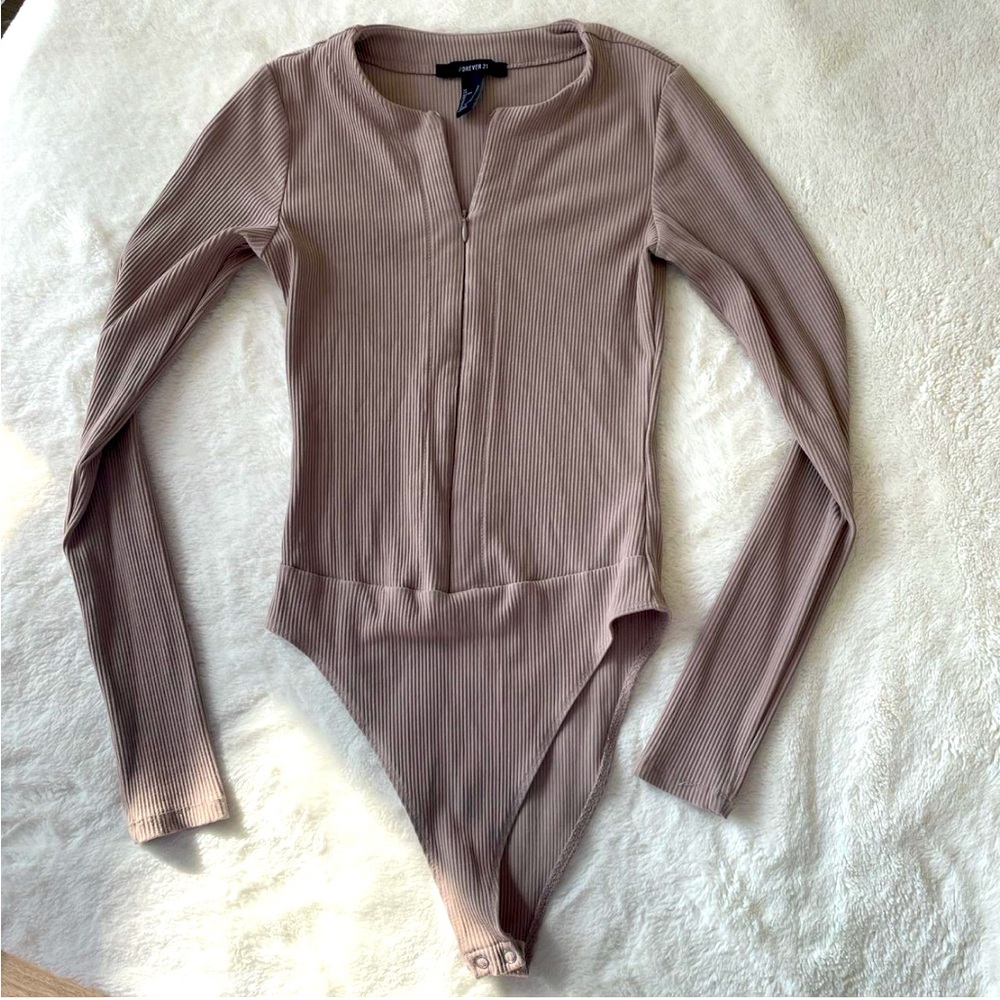 Nude Brown Ribbed Bodysuit – Sleek & Stylish #bodysuit